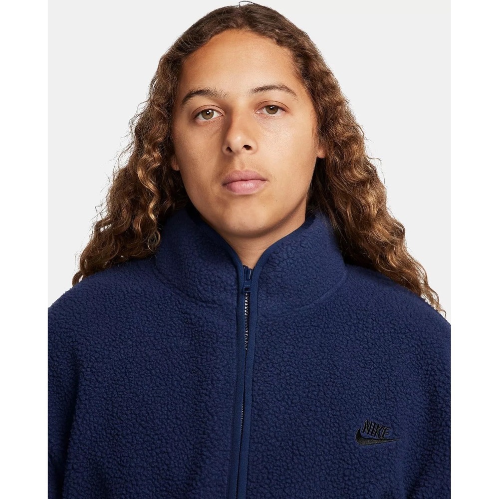Nike Club Fleece Sherpa Winterized Full‎ Zip Jacket Blue FB8386-410 Men's Size S - Picture 3 of 12